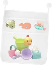 HONITANO Shower Hanging Storage Bag Mesh Sucker Storage Pouch for Bathroom Four Grids for Diapers Essentials Durable White