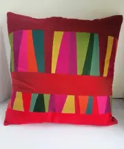 Vintage Crate & Barrel Patchwork Jeweltone Xmas Pillow/w/insert