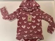 BOSTON TRADERS Pullover Hoodie Fleece Red Hearts Super Soft NEW