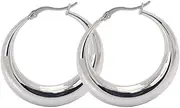 [Cinlan] Titanium Steel Round-Tube Click-Top Hoop Earrings