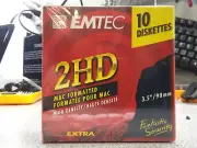 EMTEC 2HD MAC FORMATTED 3.5"/90mm 10 DISKETTES Sealed Package (PC Formatable)