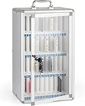 Phone Locker with Key, Mobile Phone Storage Box Wall Mounted, Lockable Aluminium Cabinet Organizer for Classroom Office Exam Factory (Silver,36)