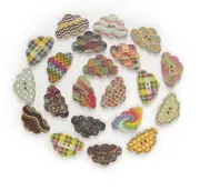 Colorful Cloud Shape Wooden Buttons - 2-hole Clothes Crafting Decor Button 30pcs