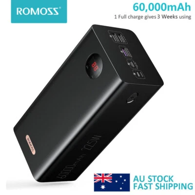 ROMOSS 60000mAh USB C Power Bank,22.5W Fast Charge Portable Charger Battery Pack