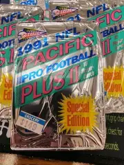 Unopened Pack 1991 NFL Pacific Pro Football Plus 2 Hi-Gloss Cards Premier Ed