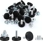 AIEX Adjustable Furniture Levelers, 16pcs Leveling Feet Screw in Chair Feet with T-Nuts Table Chair Leveler Furniture Glide Leveling Feet for Furniture Leg Cupboard(Metric M6)