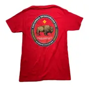 Columbia Benjamin Bison Graphic T-Shirt Mens Small Mountain Red Crewneck