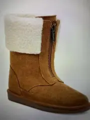 Koolaburra By UGG Kids Lytta Short Chestnut Suede Fur Zipped Boots Size US 5