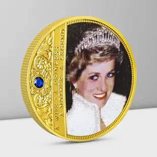 戴安娜王妃人物硬幣收藏 英國公主小禮品金屬徽章把玩幸運金銀幣