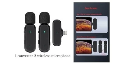 Lavalier Wireless Microphone, For iPhone, One to Two, Plug and Play, Brand New.