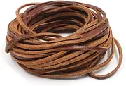 10 Yard Flat Genuine Leather Cord, 3 mm Leather Necklace Cord, Leather String Cord, Strip Cord Braiding String, Leather Lace for Craft Jewelry Bracelets Necklaces (Brown)