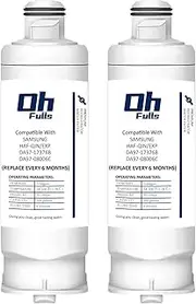 OHFULLS Fridge Water Filter, Compatible with Samsung DA97-17376B, DA97-08006C, HAF-Qin, HAF-Qin/EXP, SRF630BFH2, SRF644CDLS, SRF645CDBLS, SRF7500SB, SRF7300SA, SRF7500BB, SRF9700BFH, 2 Filters