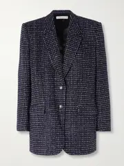 [Alessandra Rich] Alessandra Rich - Oversized Sequin-embellished Metallic Tweed Blazer - Blue - IT40 IT 40 Blue