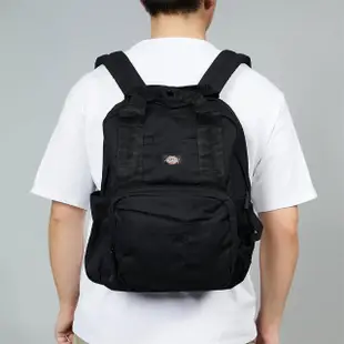 【Dickies】男女款黑色簡約品牌Logo織標大容量後背包｜DK013008BLK