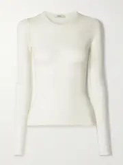 [FFORME] FFORME - Ames Stretch-silk T-shirt - Off-white - small small Off-white