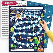Bed Time Routine Chart Toddler Boys - Sleep Reward Charts for Children for Sleeping in Own Bed - Cute Knight Design - Kids Behavior Tracker with Stickers - by Central 23