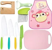Wooden Kids Kitchen Knives - Kids Kitchen Knife Set, Cute Kids Kitchen Tools | Portable Miniature Chef Utensil Set, Wooden Kids Chef Friendly Knives Set for Cutting Veggies Fruits Salad Cake