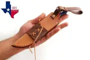 CUSTOM HAND MADE PURE LEATHER SHEATH FOR FIXED BLADE KNIFE AH