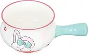 CATIEBYE 1pc Cartoon Rabbit Ceramic Bowl with Handle Stylish Food Bowl Dishwasher Safe Attractive Easter Bunny Design for Rice Noodles Desserts