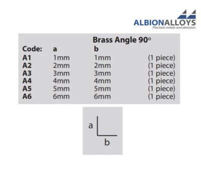 Albion Alloys Metric Range - Brass Angle 90 degree #a/b 6mm, L: 305mm (1pc)