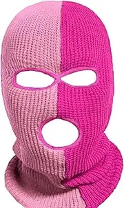 [aoozleny] 3-Hole Two Color Knitted Hat Ski Mask Balaclava, Full Face Mask for Cycling/Skiing Winter Outdoor Sports