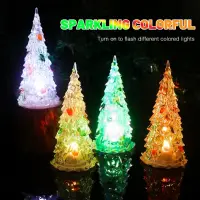 在飛比找蝦皮購物優惠-[精選]聖誕樹形水晶小夜燈/閃亮電子蠟燭燈/精緻電池LED燈