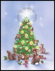Greeting Card - Bird Chipmunk Mouse Rabbit Squirrel - Religious - Christmas 0805