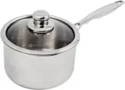 Premium Clad 5-Ply Stainless Steel 2.6 Quart Saucepan with Lid Included and Sati