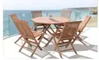 BROVA FOLDING 7 PIECE SOLID TEAK TIMBER OUTDOOR DINING SET OCTAGONAL-SHAPE TABLE