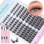 Manga Lash Clusters Kit Natural Lash Extension Kit Wispy Eyelash Extension Kit Soft Eyelash Clusters Anime Individual Lashes Kit Cluster Eyelash Extensions with Bond and Seal and Tweezers TNFVLONEINS
