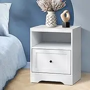 Oikiture Bedside Table with Drawers Side Table White
