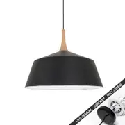 Snap Lighting Nordic Timber and Metal Dome Downlight to Pendant Light Conversion Kit Black Large