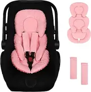 GFU Infant Car Seat Insert Head and Body Support, Reversible Newborn Insert for Carseat with Strap Pads, Soft Stroller Cushion Pillow Insert for Boys and Girls, Fits for Stroller, Swing, Red
