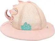[WESIEVYA] Boys and Girls Mesh Sun Hat Breathable Sun Protection Cap for Outdoor Beach Cartoon Dinosaur Fisherman Hat Pink