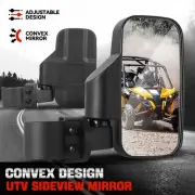Universal Convex Style Roll Cage Bar Mount UTV Rear View Side Mirrors w/ Clamps