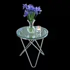 Rona Stainless Steel Side Table with Clear Tempered Glass