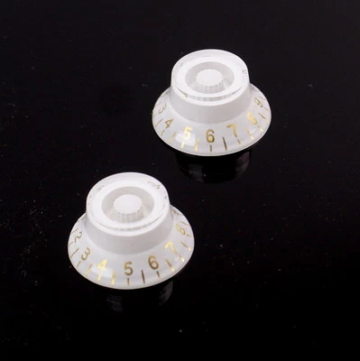 2x Universal LP top hat bell Style Guitar Speed Knobs ,White /gold type