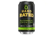 Hard Rated, Alcoholic Lemon Lime Flavour, Zero Sugar, Refreshing Drink, 4.5% ABV, 375mL (Case of 24 Cans)