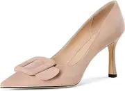 [Divanne] Pumps Shoes, Women's Stiletto High Heels Buckle Suede Pumps Pointy Toe Slip-On Office Pumps for Party Dress
