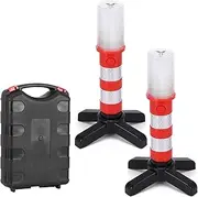 LED Emergency Lights, 2 Pack Roadside Warning Lights Car Road Safety Light, Flashing Road Safety Work Light with 3 Flashing Light Modes with Storage Case for Traffic Warnings/Roadblocks/Camping