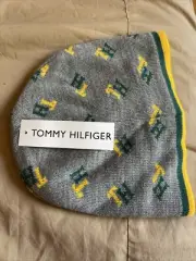 TOMMY HILFIGER 4-6 Multi Stripe Reversible Beanie Hat Boy Yellow Gray