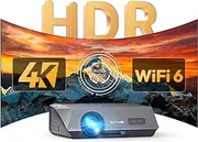 Projector 4K with Android TV Apps, 1200 ANSI Lumen Auto Focus Ultra HD Smart Projectors Works in Daylight, WiFi 6, Bluetooth, WLAN, HDR, Native 1080P Ceiling Projector Home Theater Outdoor