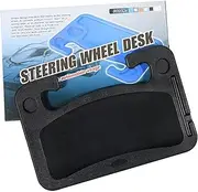 Car Steering Wheel Tray, Multi-Purpose Desk Table, Black ABS Plastic, Rectangular, Modern Style, Concave Front, Flat Back with Pen Slot, Suitable for Most Vehicle Steering Wheels