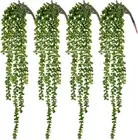 4Pcs Fake Hanging Plants, String of Pearls Artificial Hanging Succulents Greener