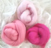 Pink Wool Roving Fiber Kit Merino Wool top Sampler Pack - Spin, Felt, Craft