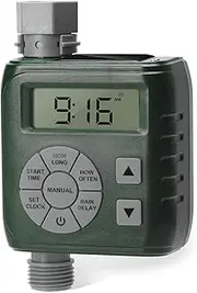 Sprinkler Timer, Zuomeng Water Timer for Garden Hose with Dual Power Design, Professional Anti-Leak Technology, Smart Irrigation with Rain Delay, Automatic/Manual Mode for Efficient Watering, Green