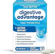 Digestive Advantage Lactose Support Probiotic Supplement - (96 count in a box), Breaks Down Lactose & Relieves Minor Abdominal Discomfort, Survives 100x Better Than Regular 50 Billion CFU