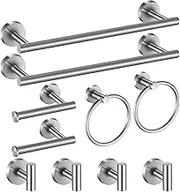 Hinmood Bathroom Hardware Set 10 Pieces, Stainless Steel Towel Bar Set Includes 16 inch Towel Bar, Towel Hook, Towel Ring Toilet Paper Holder