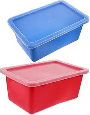 TOPPERFUN 2pcs Plastic Storage Bins with Lids Stackable Organizers for Playroom Classroom and Home Storage