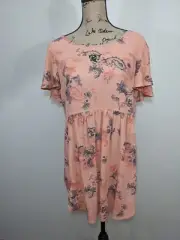 NWT Torrid Pink Floral Rayon Babydoll Keyhole Top Tunic Size 0 or Large/ 12